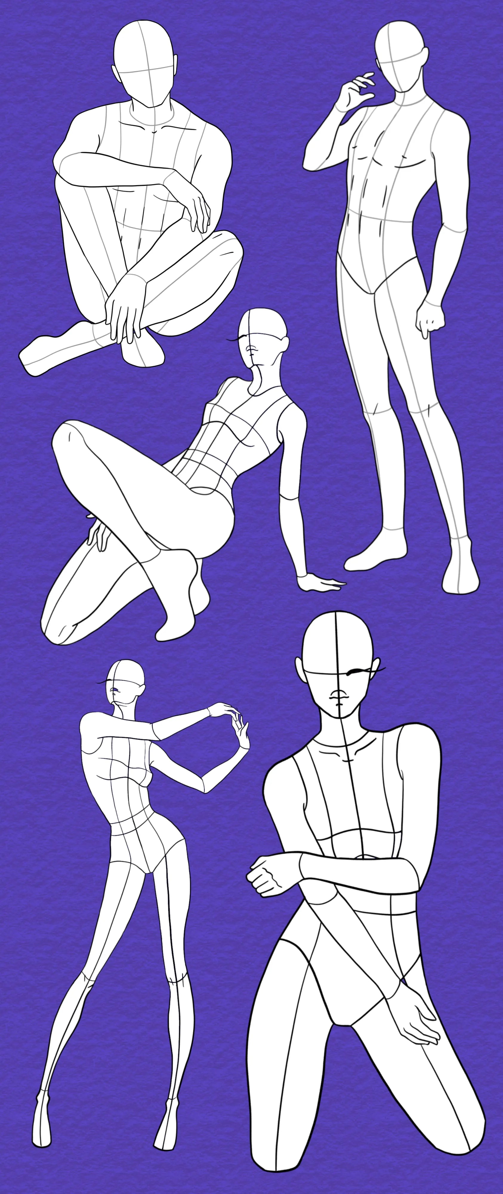 Body pose stamps for Procreate — standing and seated figures from FUPstudio Poses Bundle