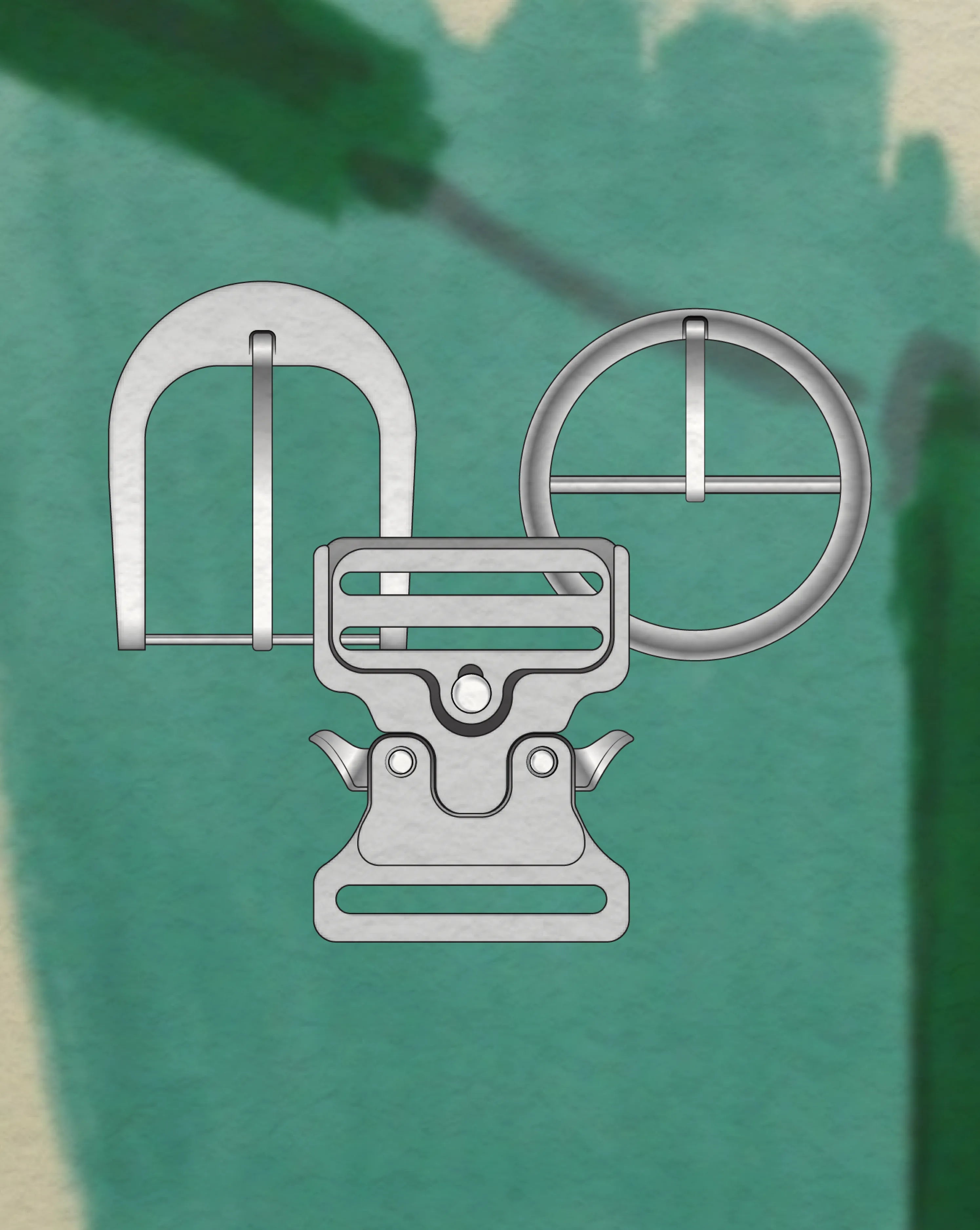 Vector hardware details: eyelets, grommets, drawcords and metal trims