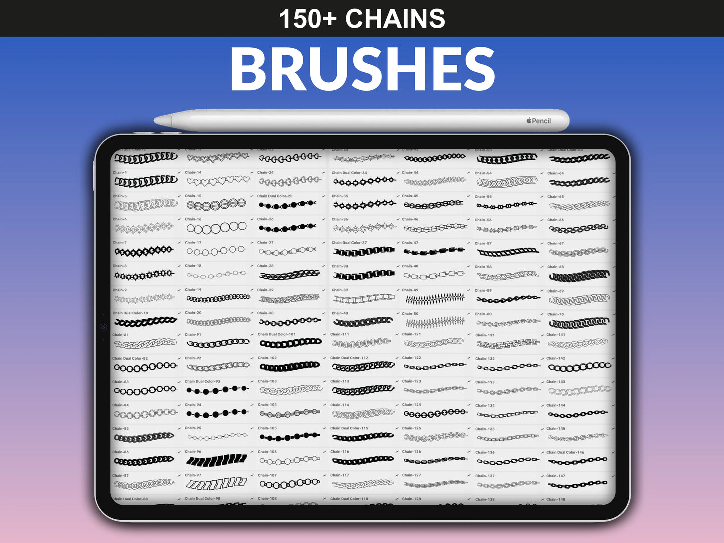 FUPstudio Chains Brushes set – 150 digital brush variations for Procreate designers