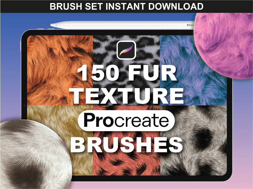 FUPstudio Fur Texture Brushes preview showing different fur textures