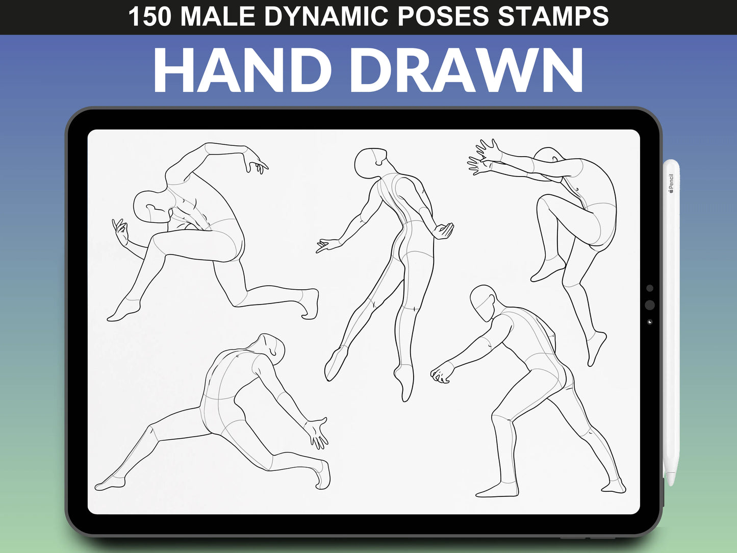 FUPstudio Male Dynamic Poses including athletic and artistic male body sketch references