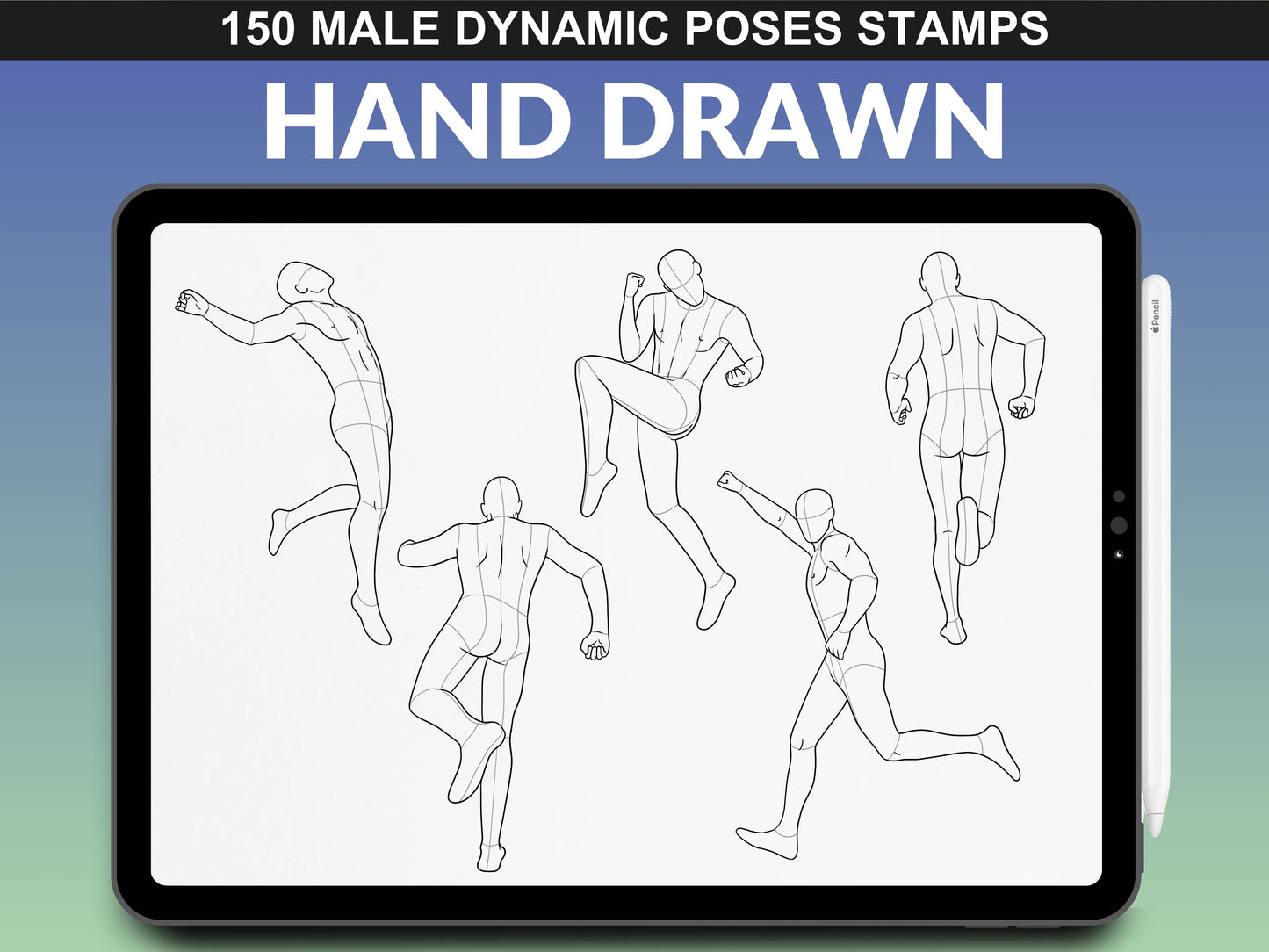 Diverse male figure sketches showing motion and energy – FUPstudio Male Dynamic Poses