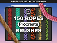 fupstudio ropes brushes set for Procreate featuring realistic and braided rope stamp styles