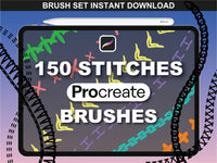 FUPstudio Procreate Stitches Brushes preview – explore 150 realistic sewing brushes for textile design