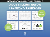 Hoodie Tech pack template, ideal for clothing designers needing professional tech packs.