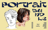 FUPstudio Portrait Bundle for Procreate, 1400 hand-drawn male and female face stamps with eyes, nose, lips, brows, ears, hair categories