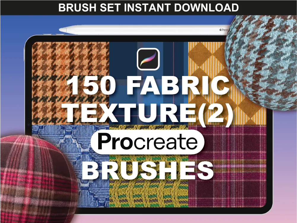 Fabric Brushes by FUPstudio – 150 Procreate brushes for textile design and fashion sketching with bold patterns