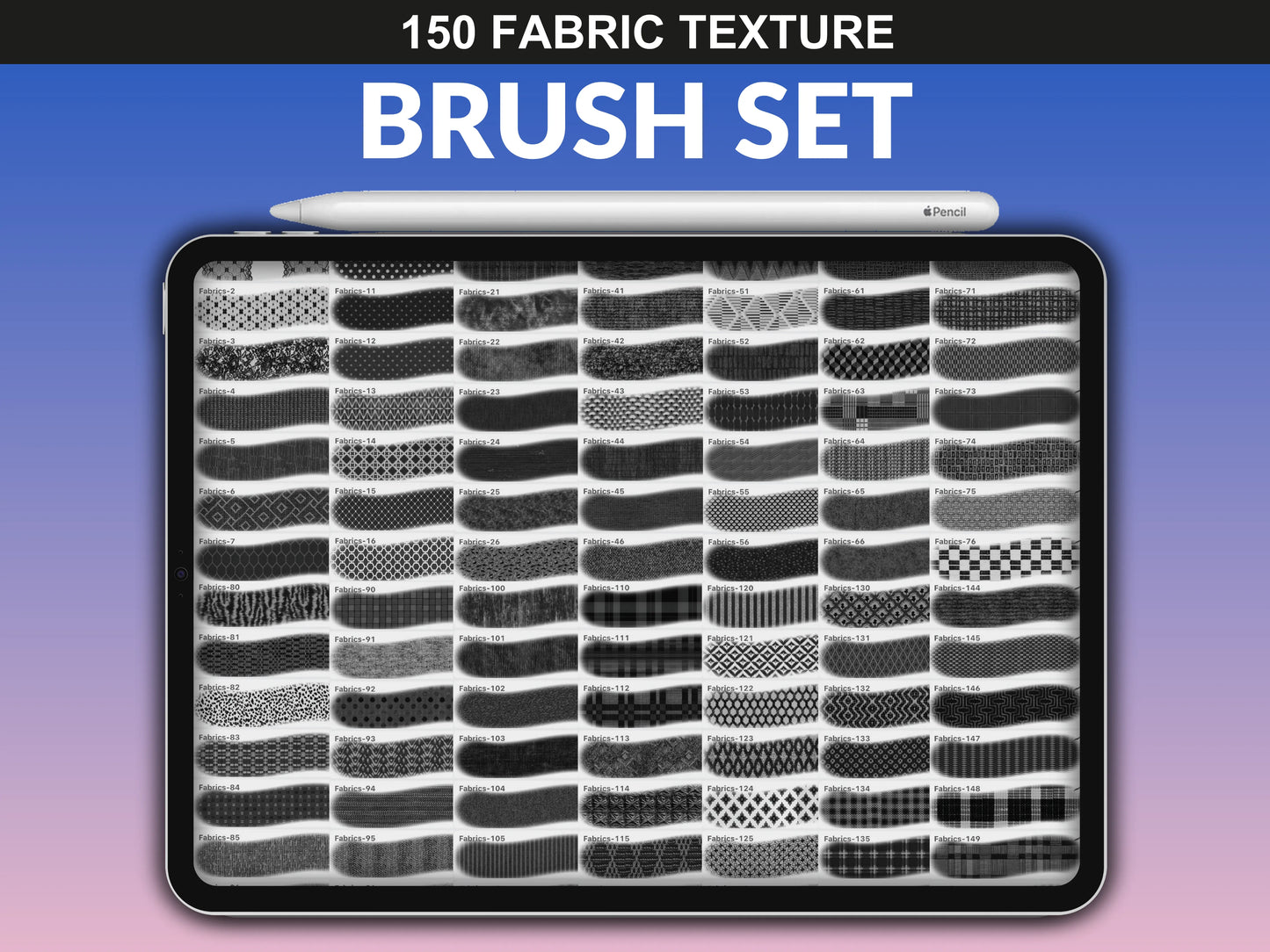 FUPstudio Fabric Brushes – 150 seamless Procreate textures for apparel design and digital fabric rendering