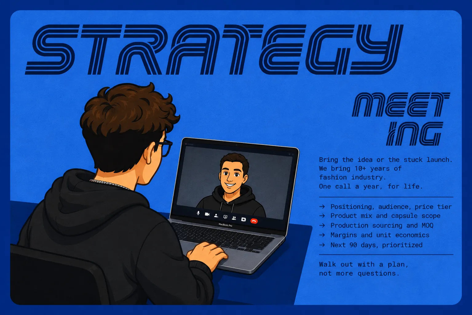 Strategy session, 30-minute video call with Francesco to map out the next steps for launching your brand