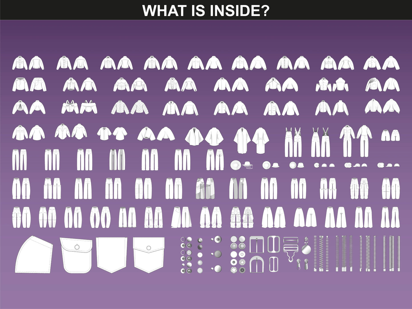 Detailed technical drawings in the FUPstudio Denim Mockups Bundle, fully editable.