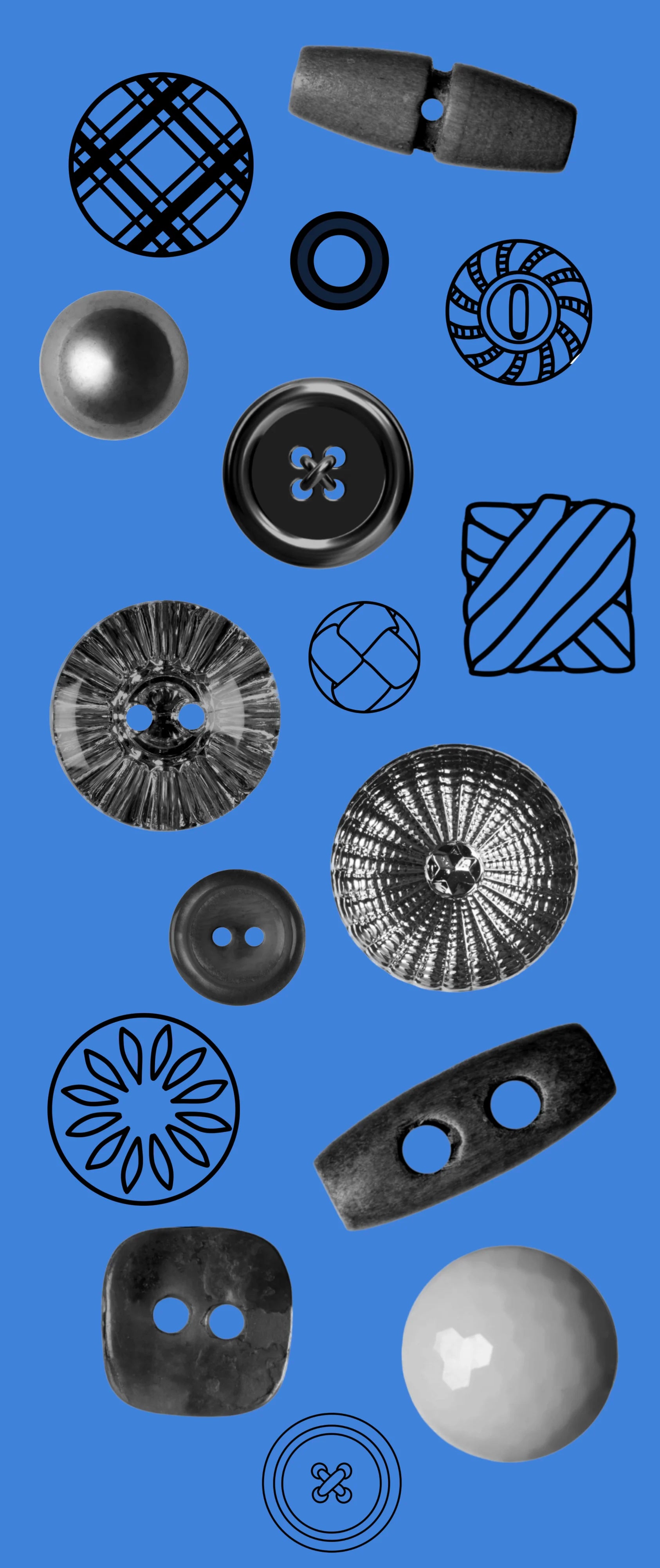 Button brushes for Procreate fashion sketches, round, toggle, snap and military buttons from FUPstudio Details Bundle