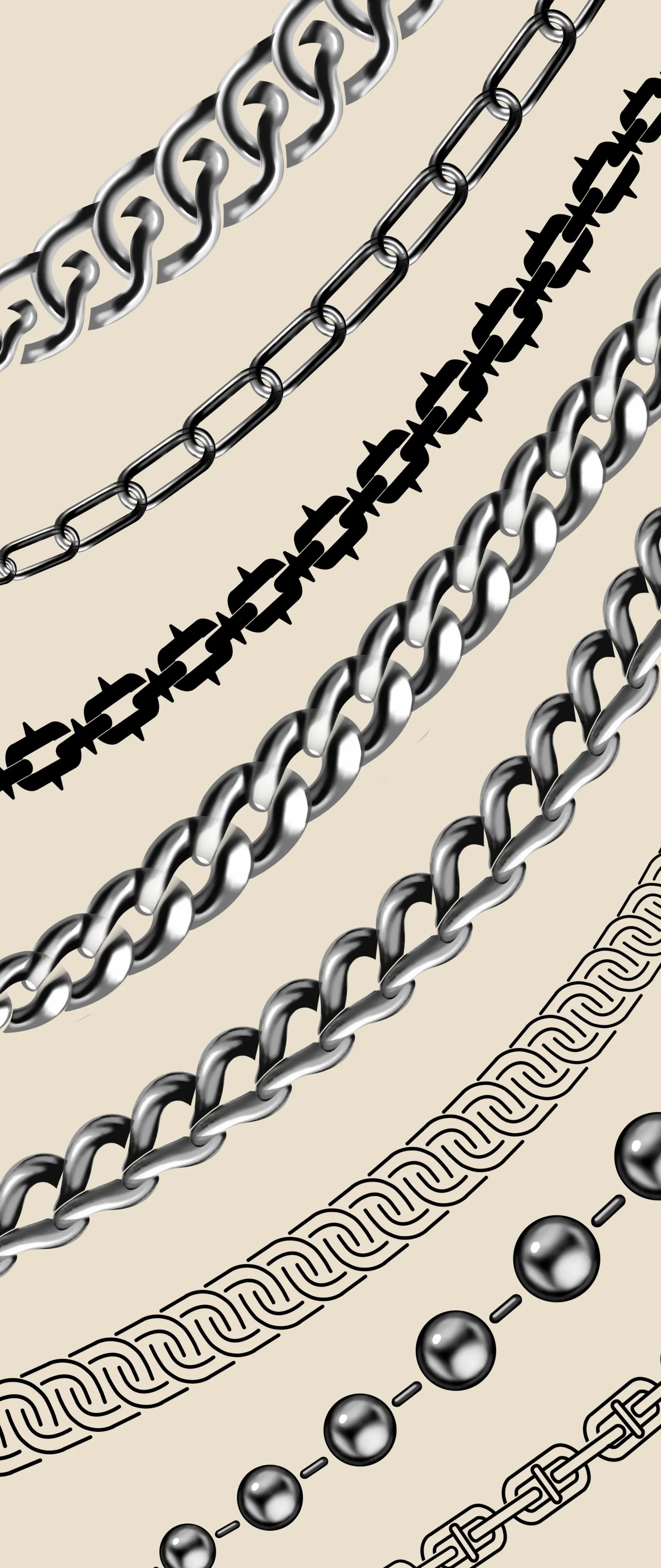 Chain brushes for Procreate fashion sketches, curb, cuban, paperclip and link styles from FUPstudio Details Bundle
