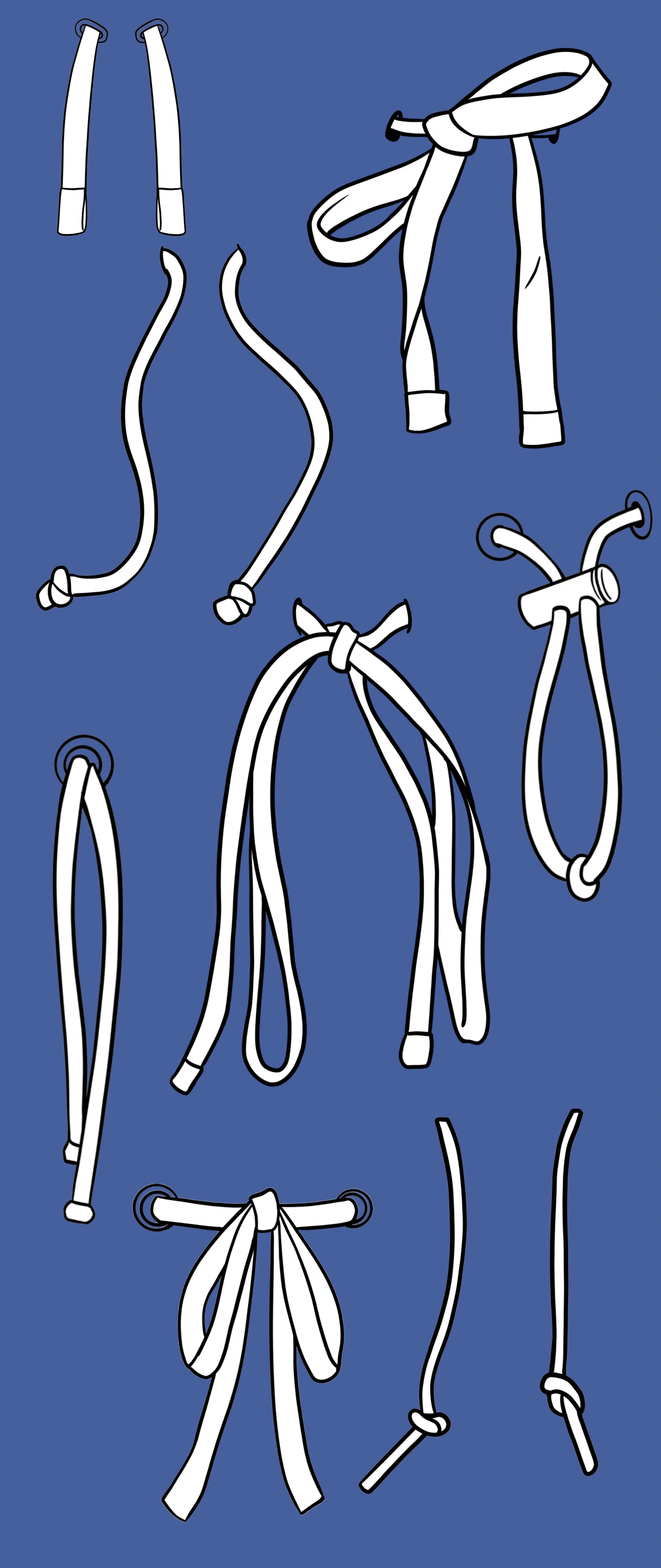 Drawstring brushes for Procreate fashion sketches, hood ties, hem ties and cord stoppers from FUPstudio Details Bundle