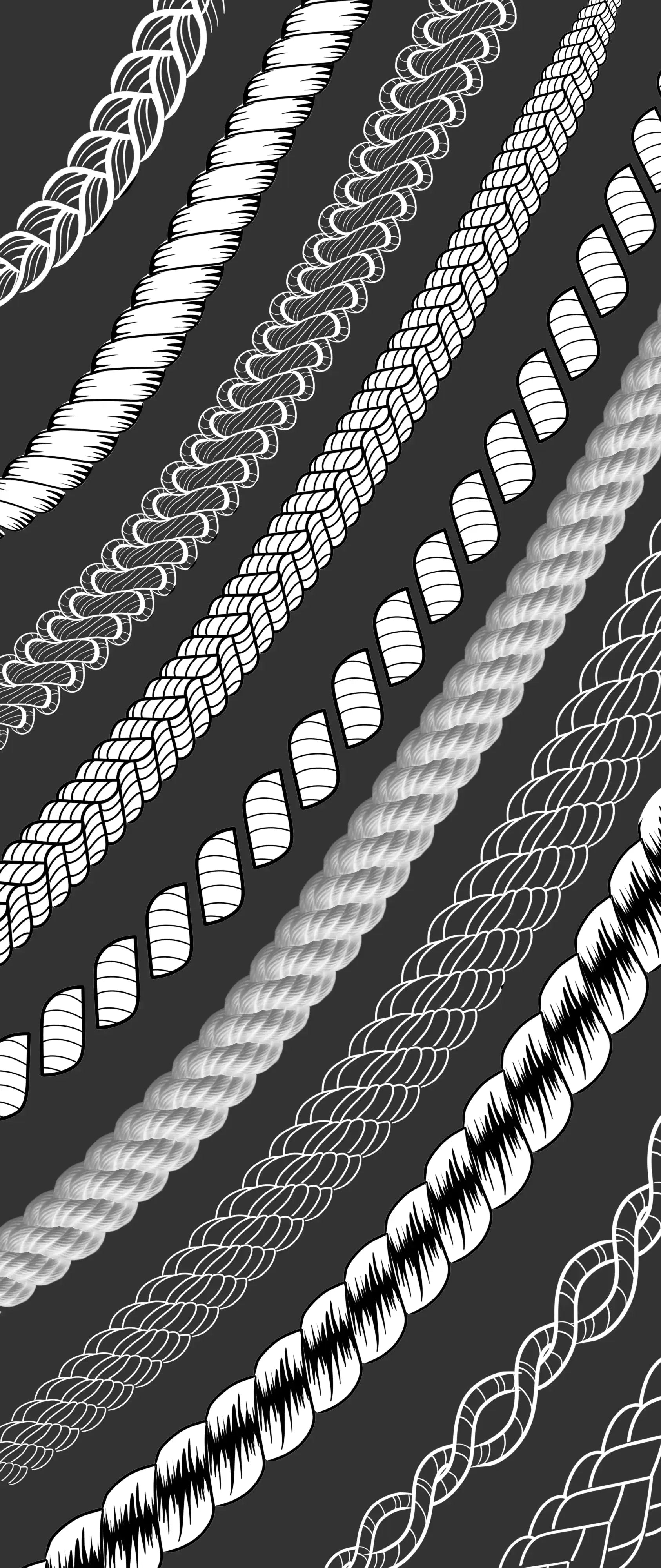 Rope brushes for Procreate fashion sketches, twisted, braided and woven ropes from FUPstudio Details Bundle