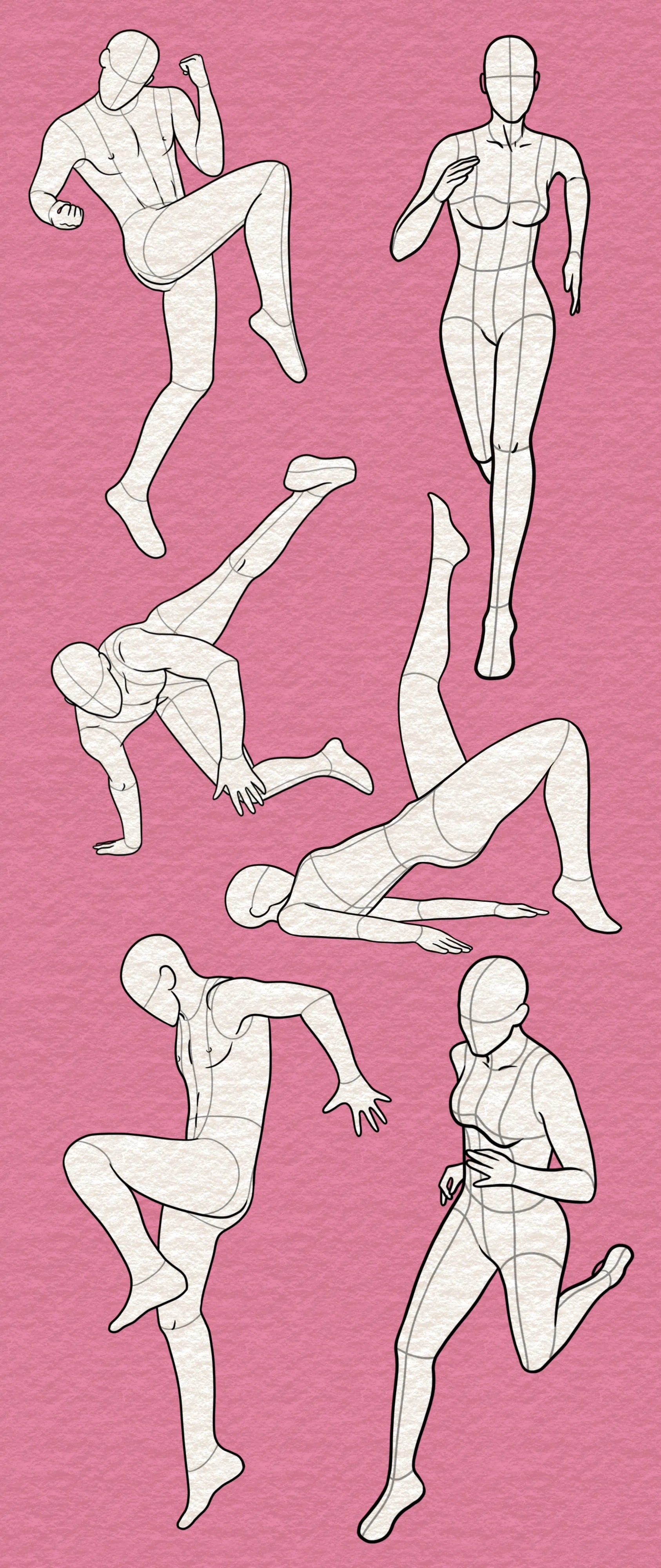 Dynamic pose stamps for Procreate — walking, running and action figures from FUPstudio Poses Bundle