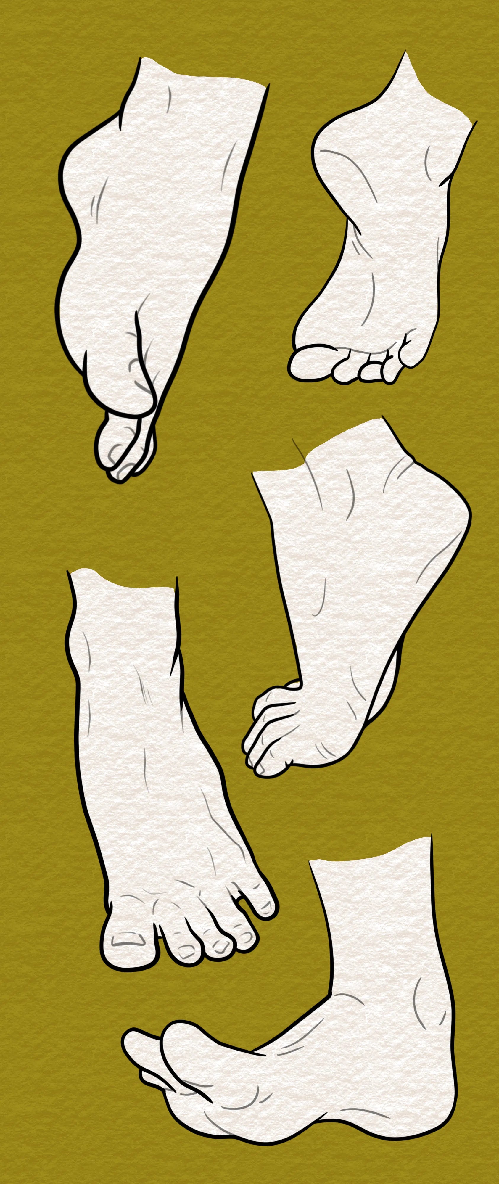 Feet stamps for Procreate — front, side and profile views from FUPstudio Poses Bundle