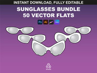 fupstudio glasses mockups – Main bundle cover with 6 sunglasses templates on purple background