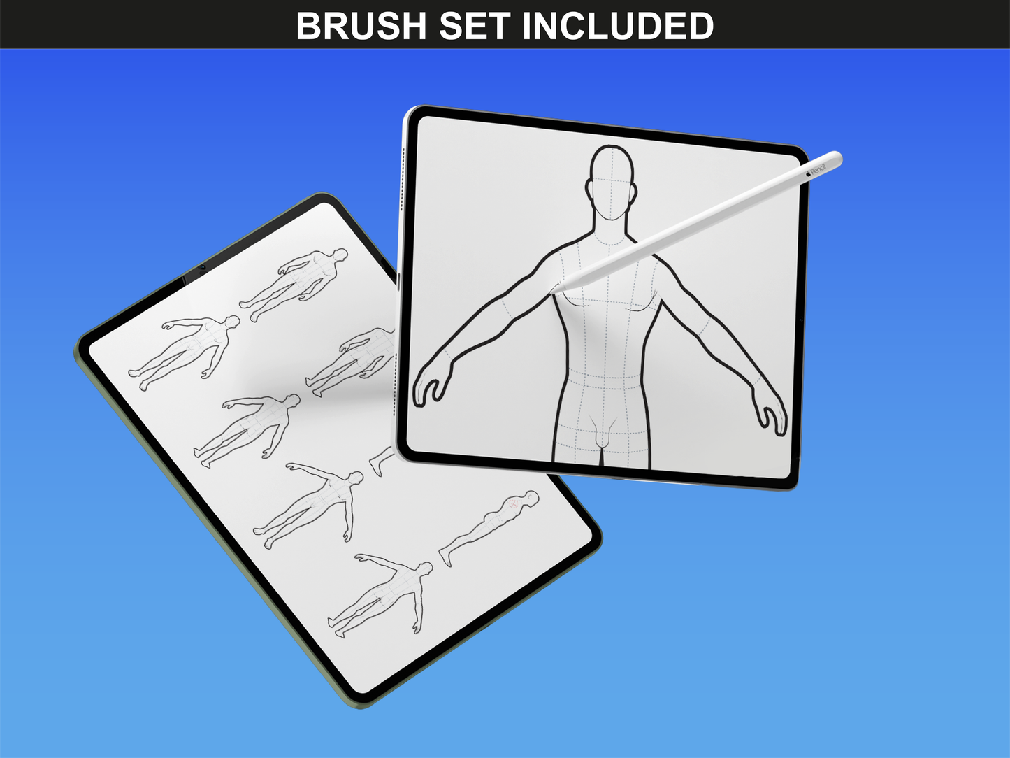 Procreate brush set included in the Men’s Poses bundle by FUPstudio, allowing easy digital sketching.