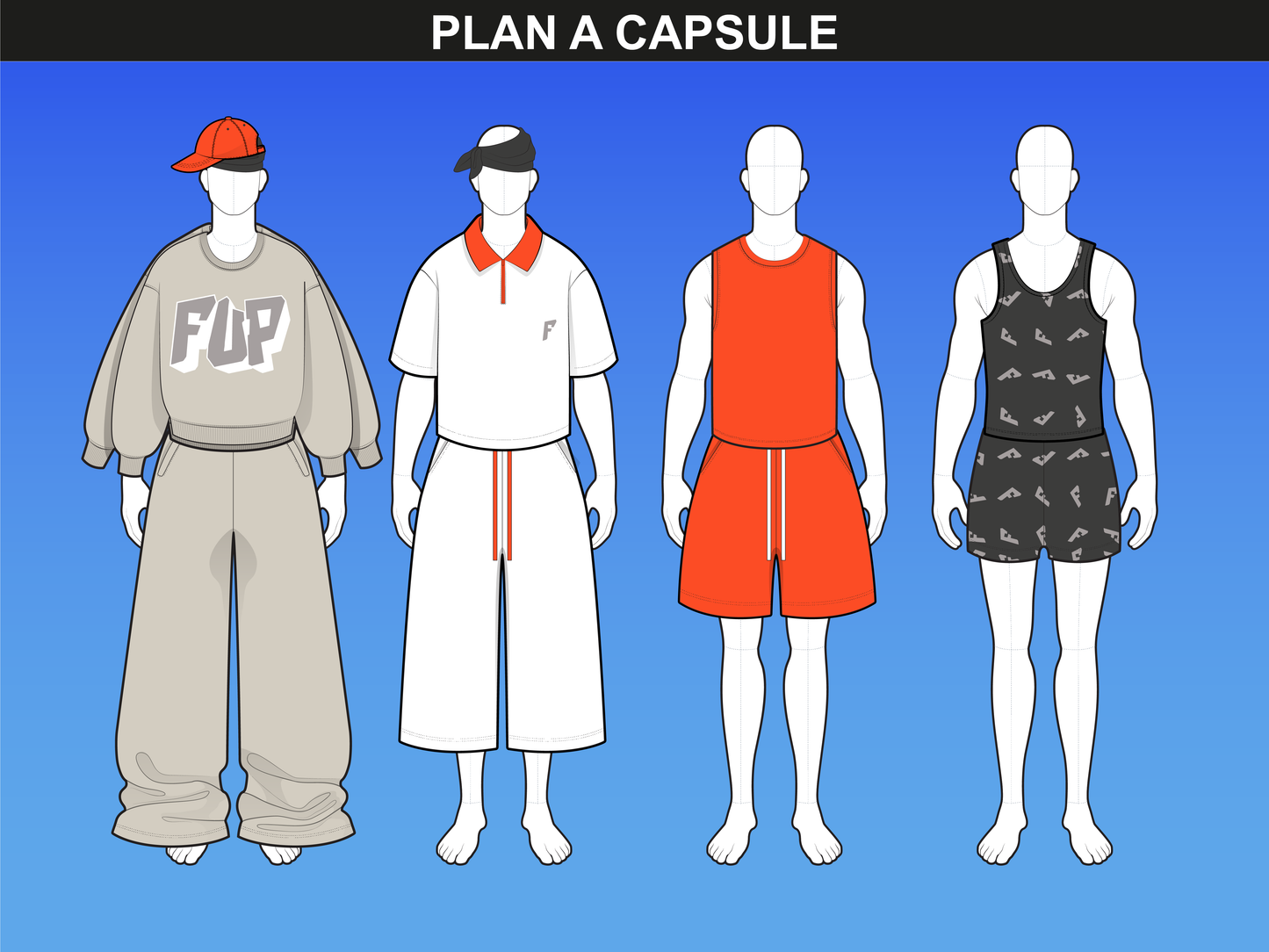 Male fashion figure templates from the Men’s Poses bundle by FUPstudio, ideal for capsule collections.