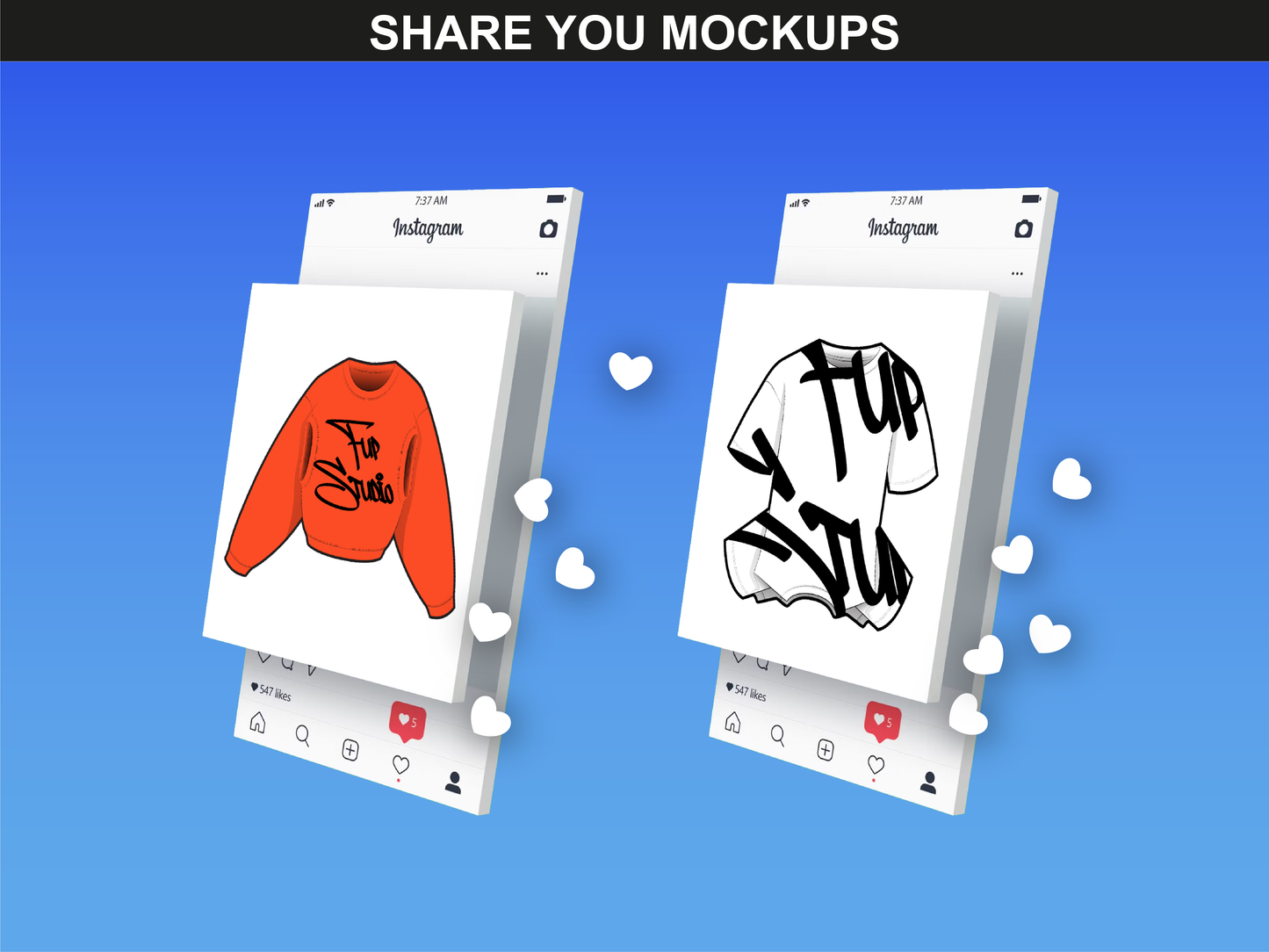 Mockup presentation example using the Men’s Poses vector bundle by FUPstudio, perfect for social media sharing.