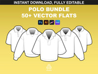 Vector front view of five polo mockups in flat style, by FUPstudio