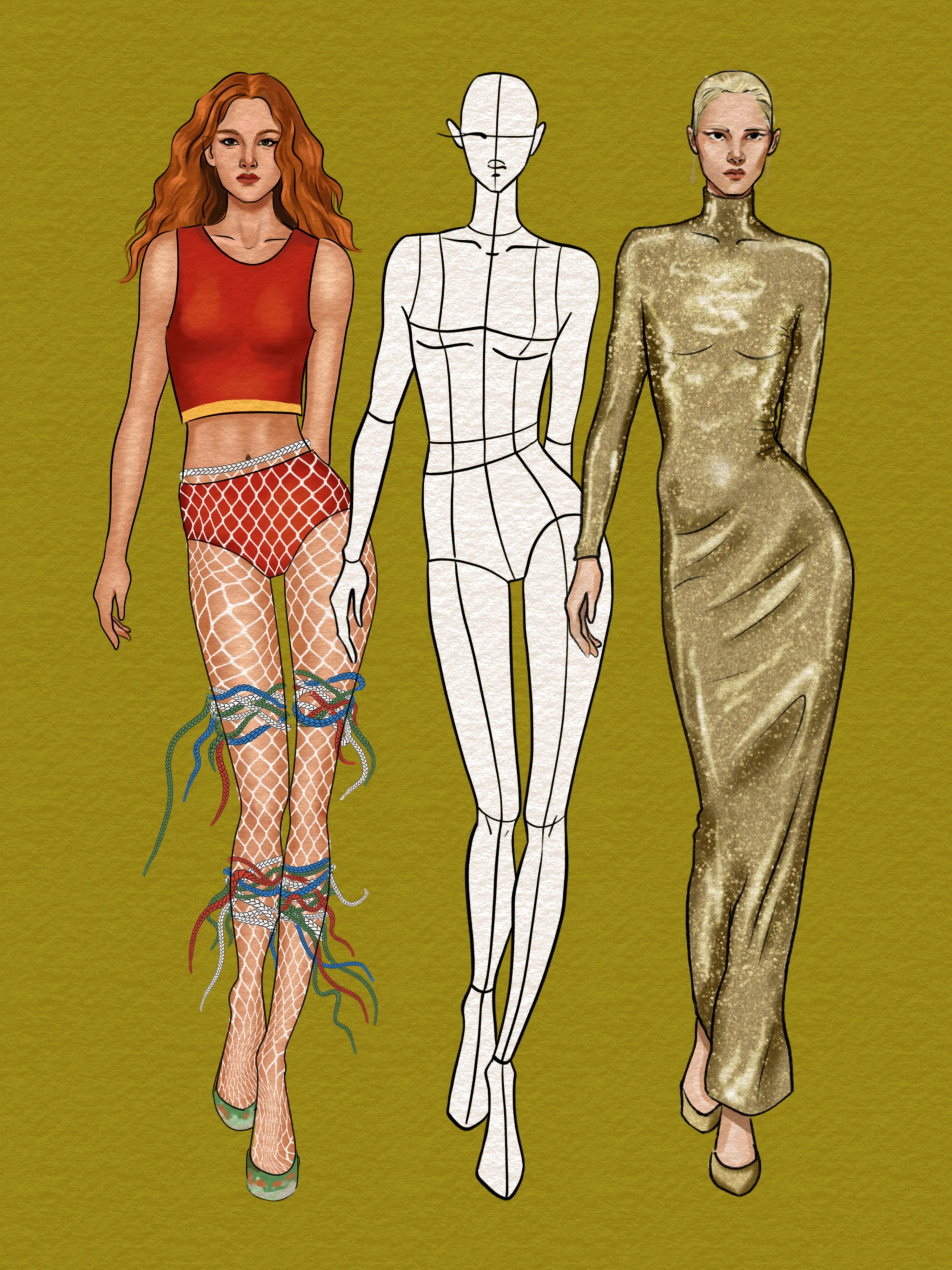 Beginner practicing body proportions and anatomy with FUPstudio Poses Bundle stamps
