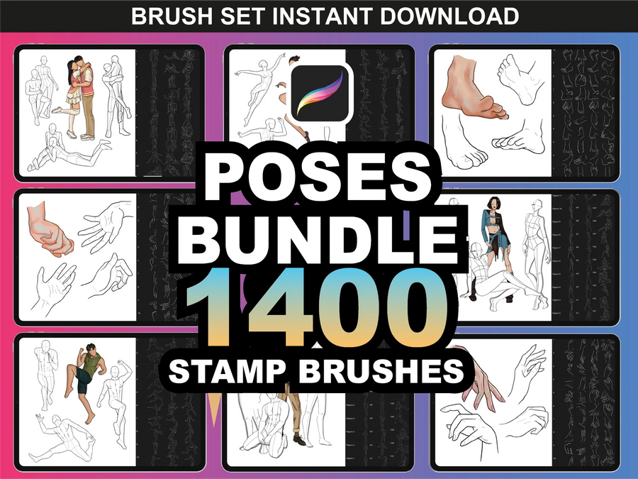 Poses & Figures Bundle – 1400 Procreate Brushes & Stamps
