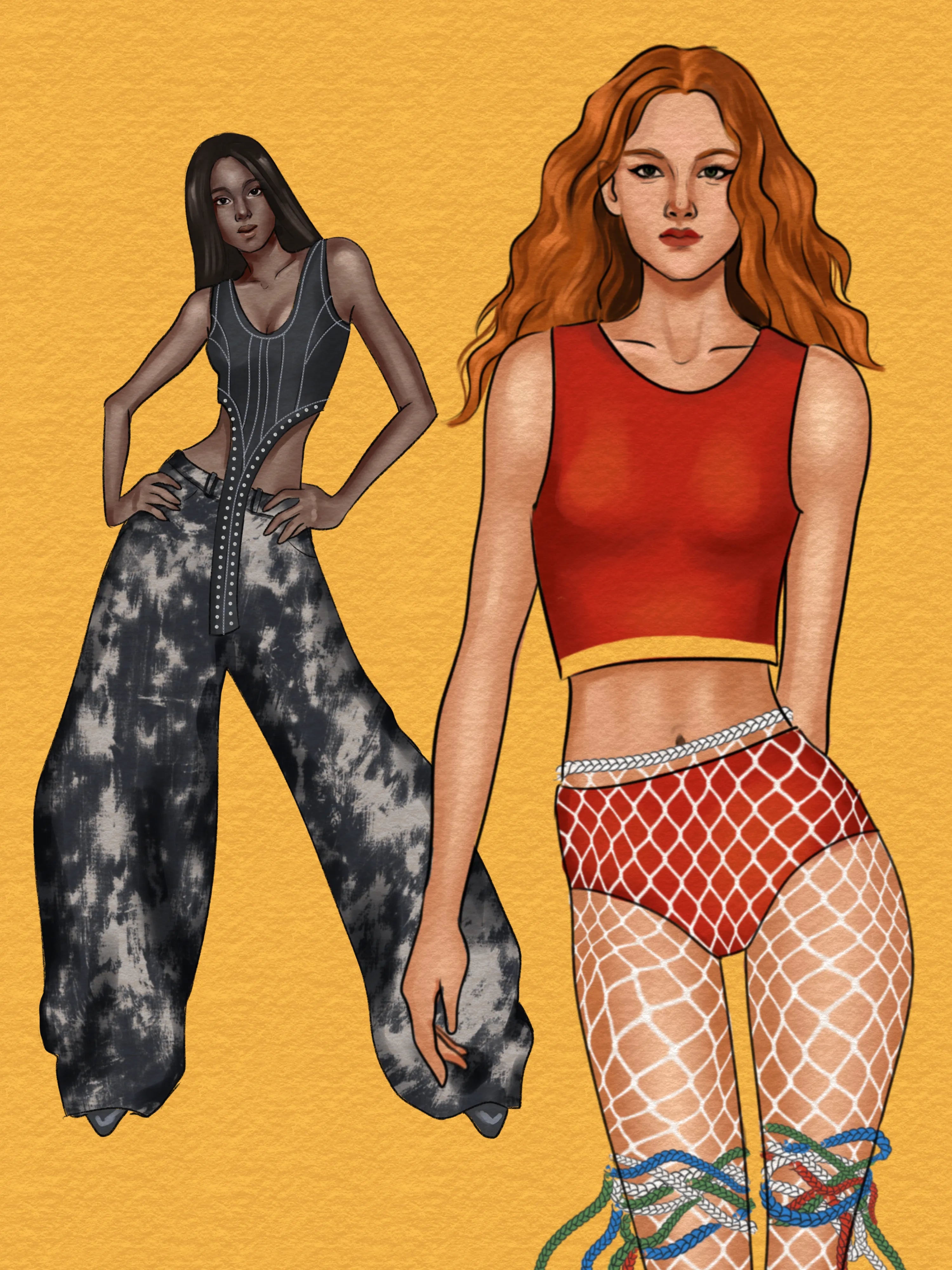 Fashion designer sketching a lookbook figure with FUPstudio Procreate brushes