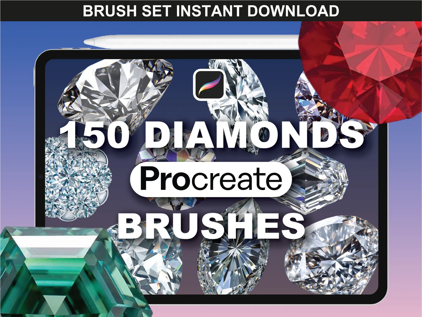 Procreate diamond brushes preview for jewelry and fashion effects – FUPstudio