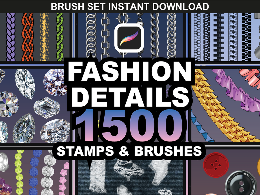 Fashion Details Bundle – 1500 Procreate Brushes & Stamps