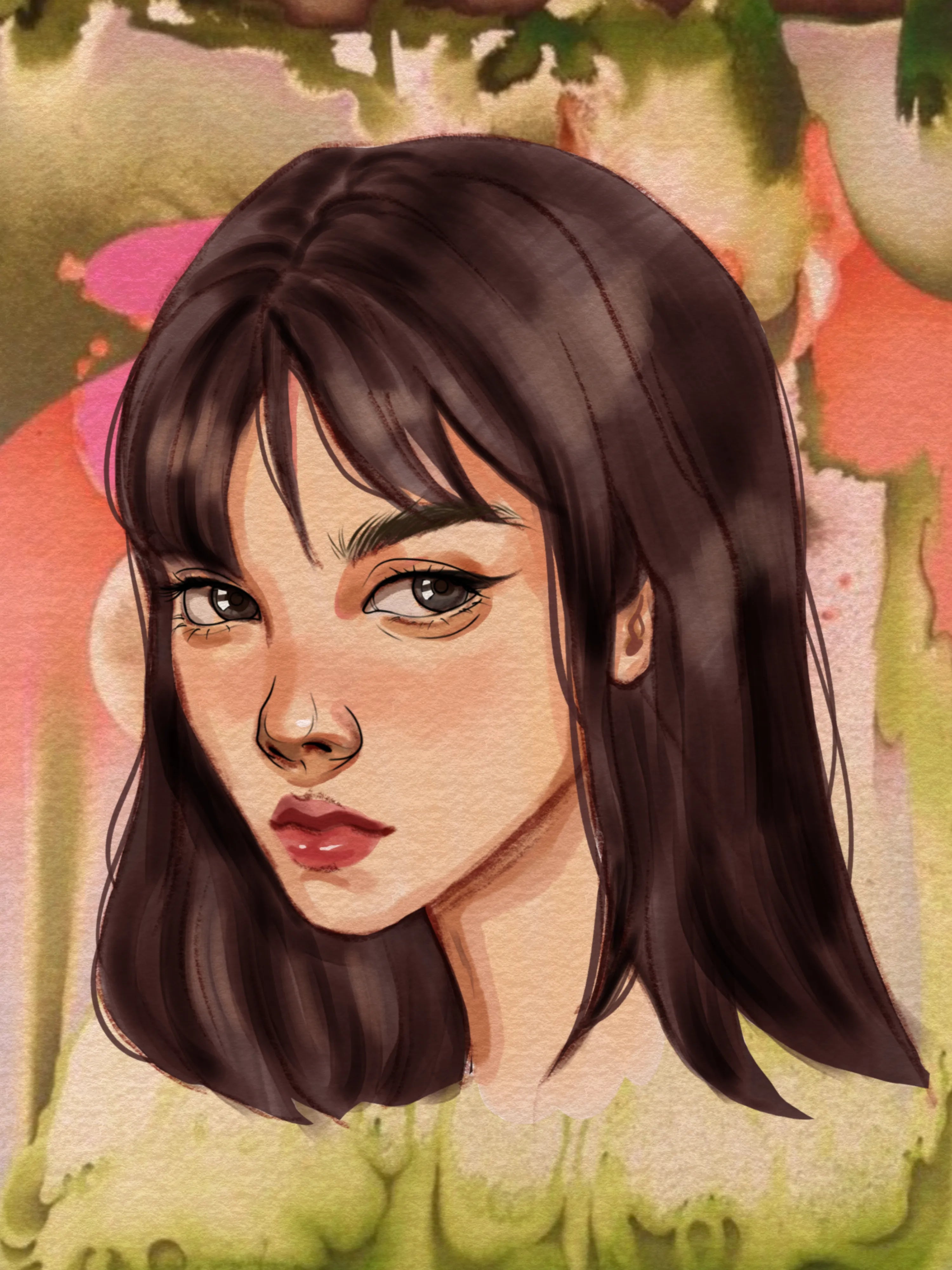 Illustrator drawing a character portrait in Procreate with FUPstudio brushes