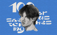 FUPstudio Procreate Sketching Brushes cover with 100 pencil and hatching brushes showcased on a portrait illustration