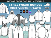 FUPstudio Streetwear Mockups Bundle with 200+ vector flats of streetwear clothing.