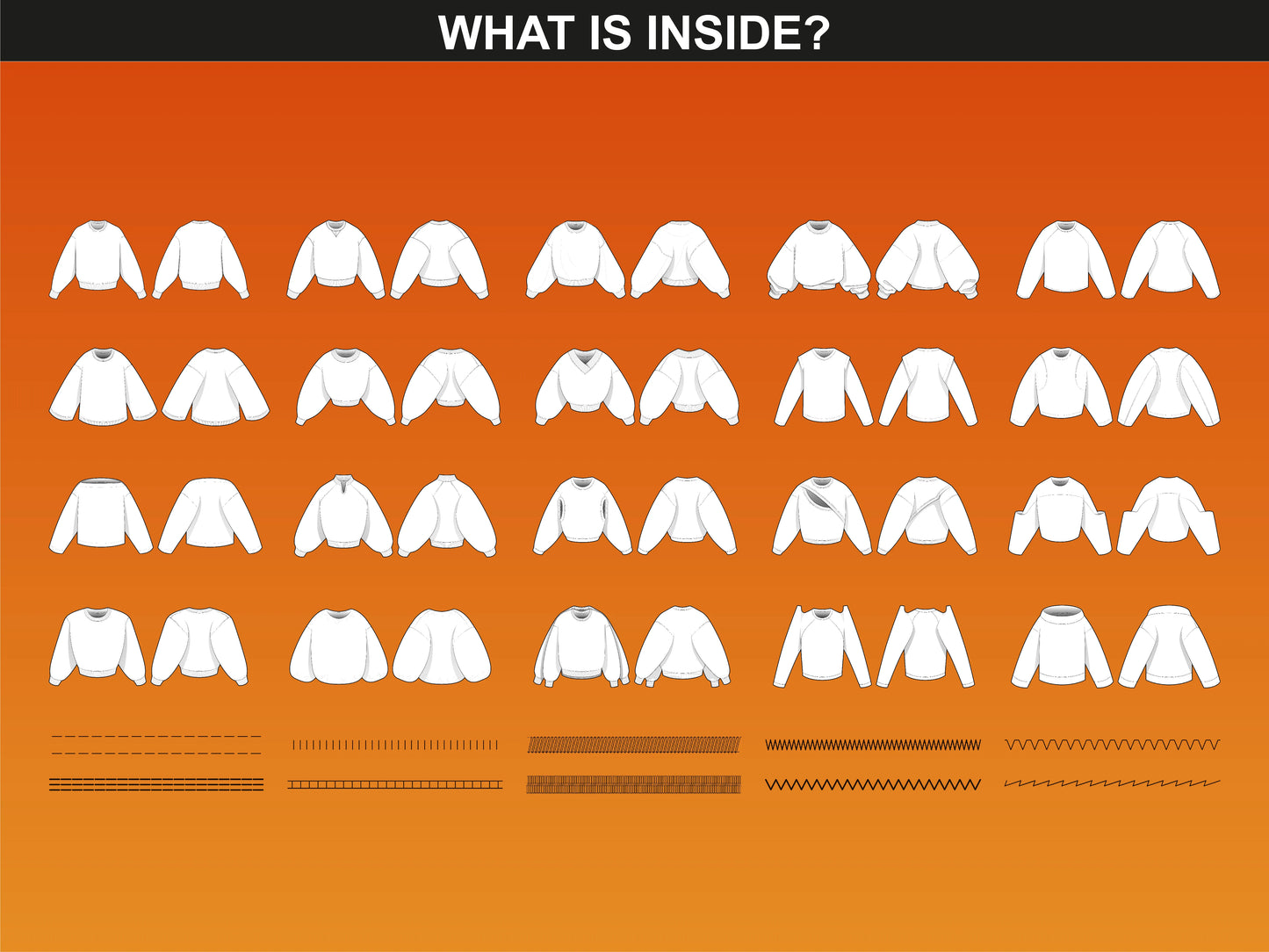 Inside preview of FUPstudio Sweatshirt Mockups including front and back views of 50 sweatshirt flats