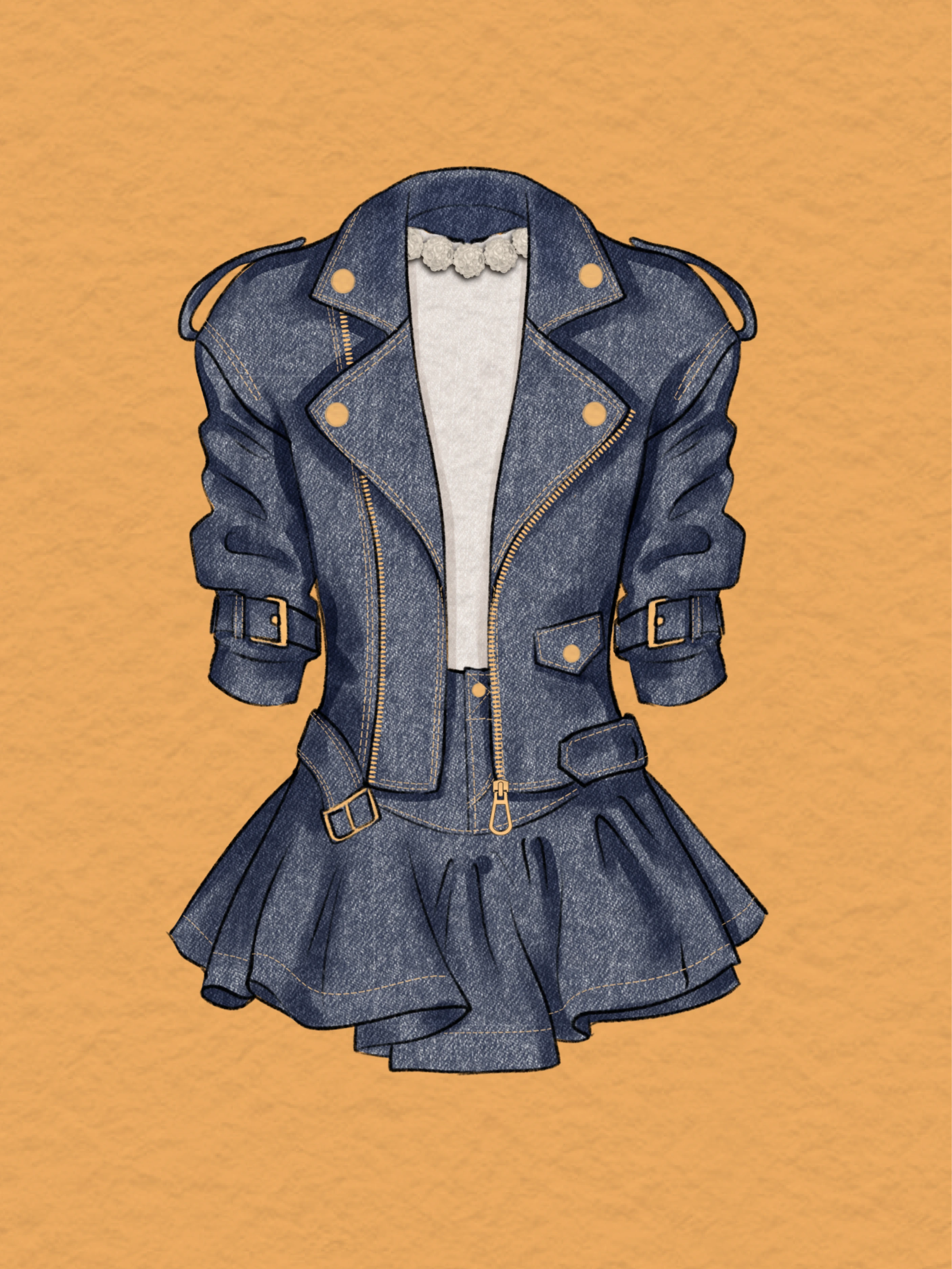 Fashion student practising material rendering on Procreate using FUPstudio Textures Bundle brushes
