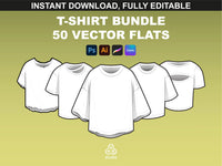 Editable T-Shirt Mockups bundle cover image by FUPstudio with 5 outlined t-shirt designs