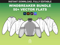 FUPstudio Windbreaker Mockups Bundle featuring 50+ vector flats for fashion designers.