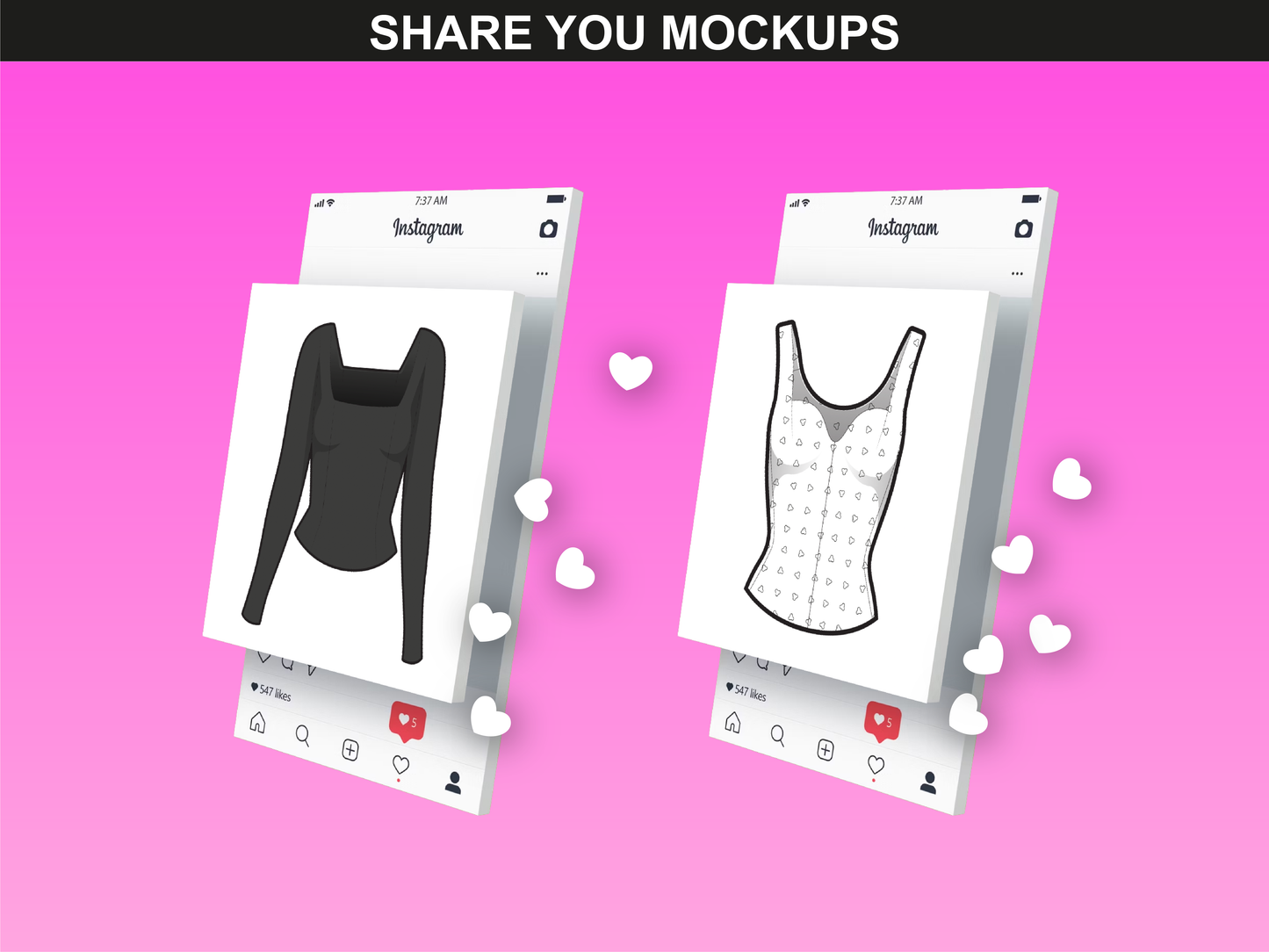 Mockup presentation example using the Women’s Poses vector bundle by FUPstudio, perfect for social media sharing.