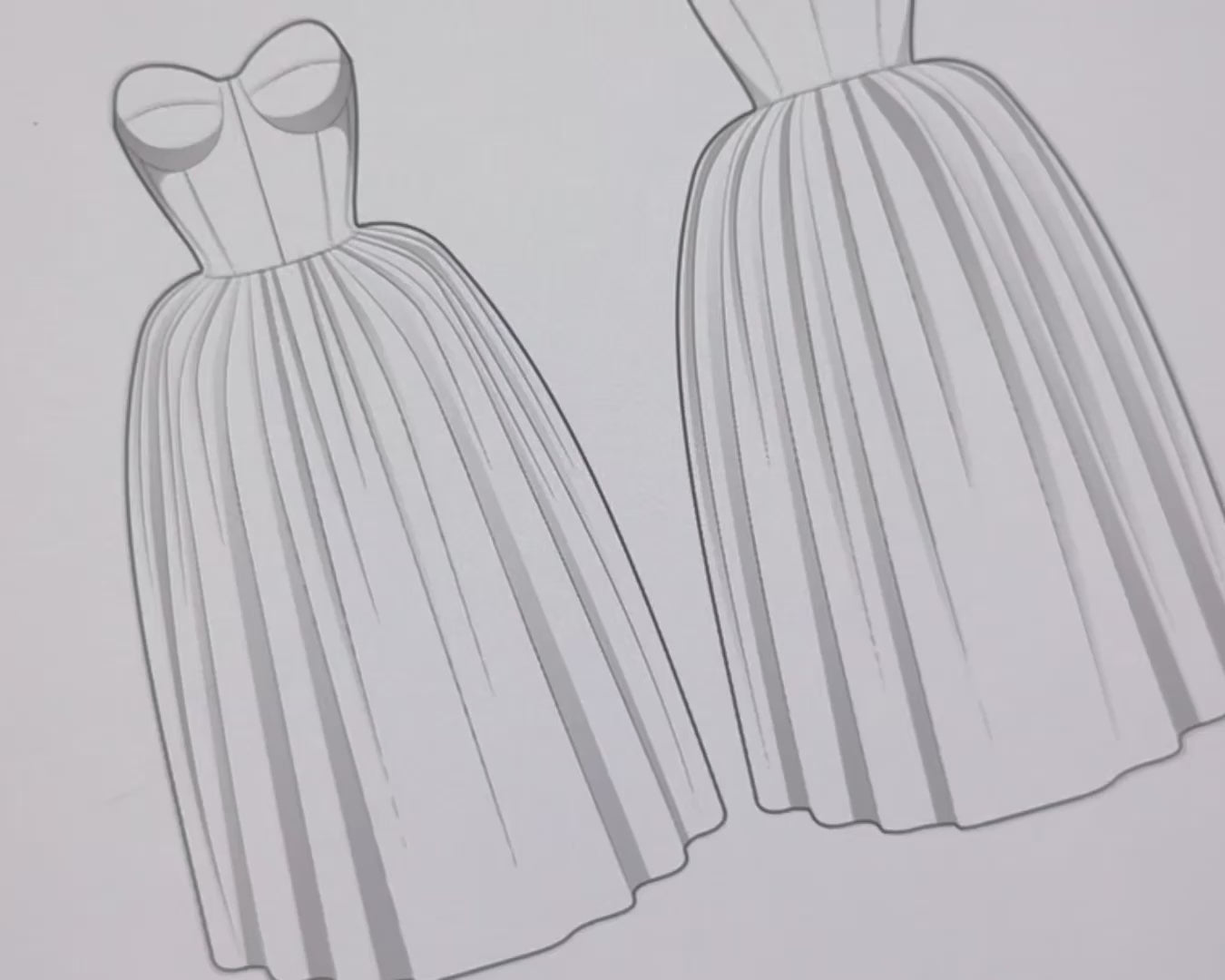 FUPstudio Dress Mockups video showcasing 60 editable vector flats, ideal for creating fashion designs and tech packs.