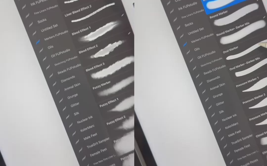 Watch how to use FUPstudio Procreate Alcohol Marker Brushes to layer colors and build texture like real markers