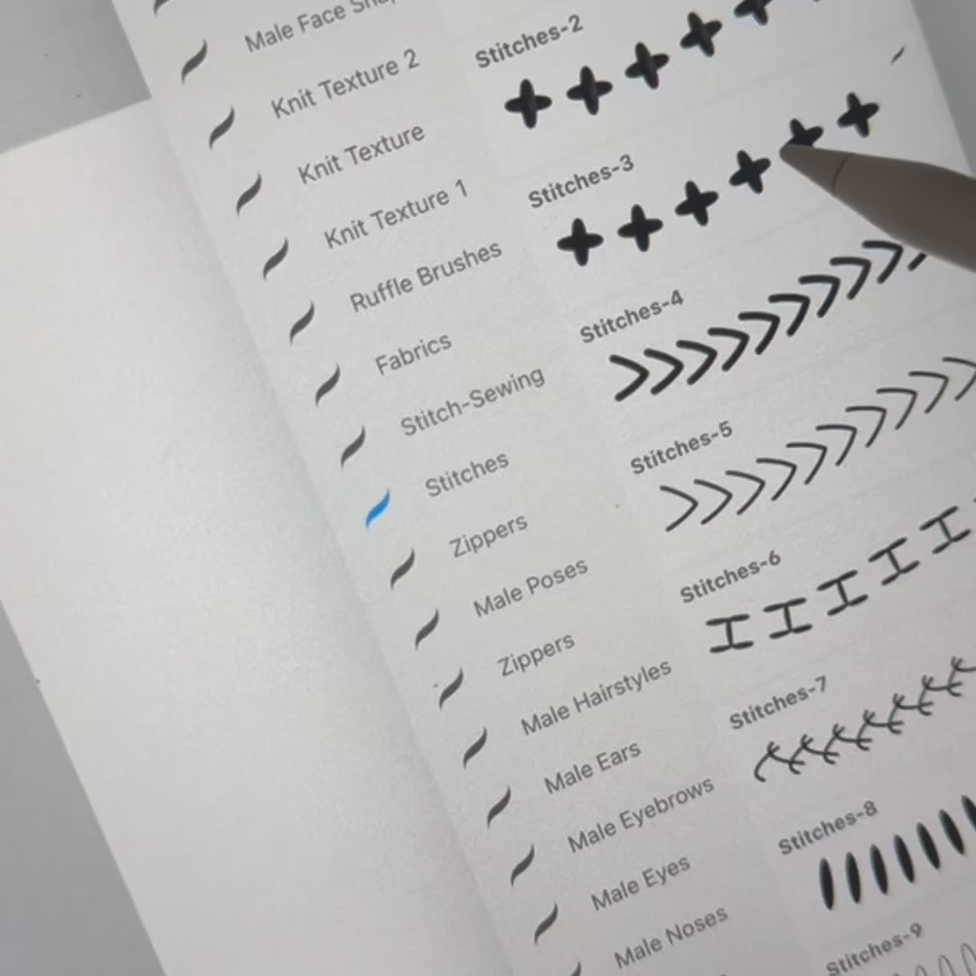 FUPstudio Procreate Stitches Brushes in action – see the 150 stitches brushes applied in real-time designs