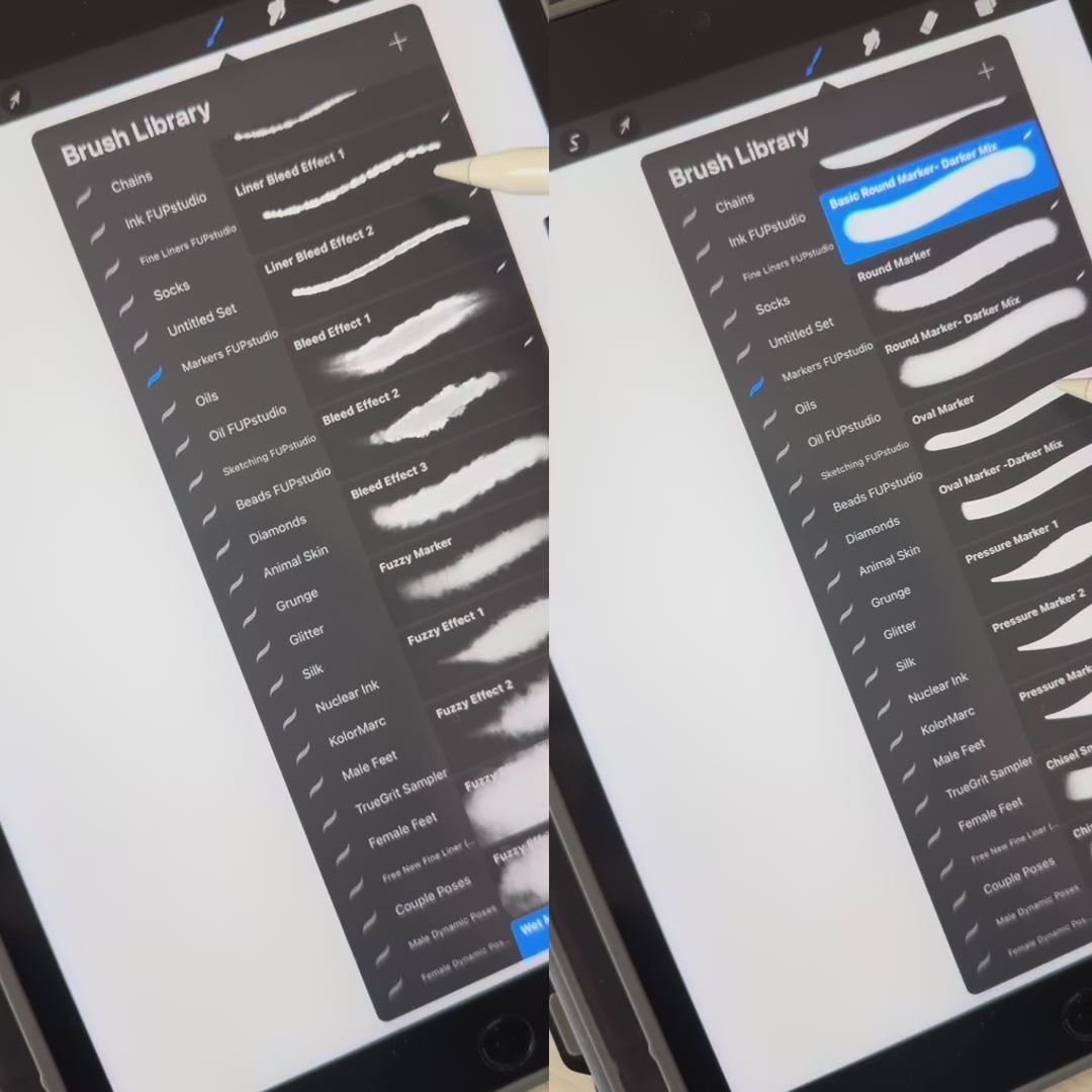 Watch how to use FUPstudio Procreate Alcohol Marker Brushes to layer colors and build texture like real markers