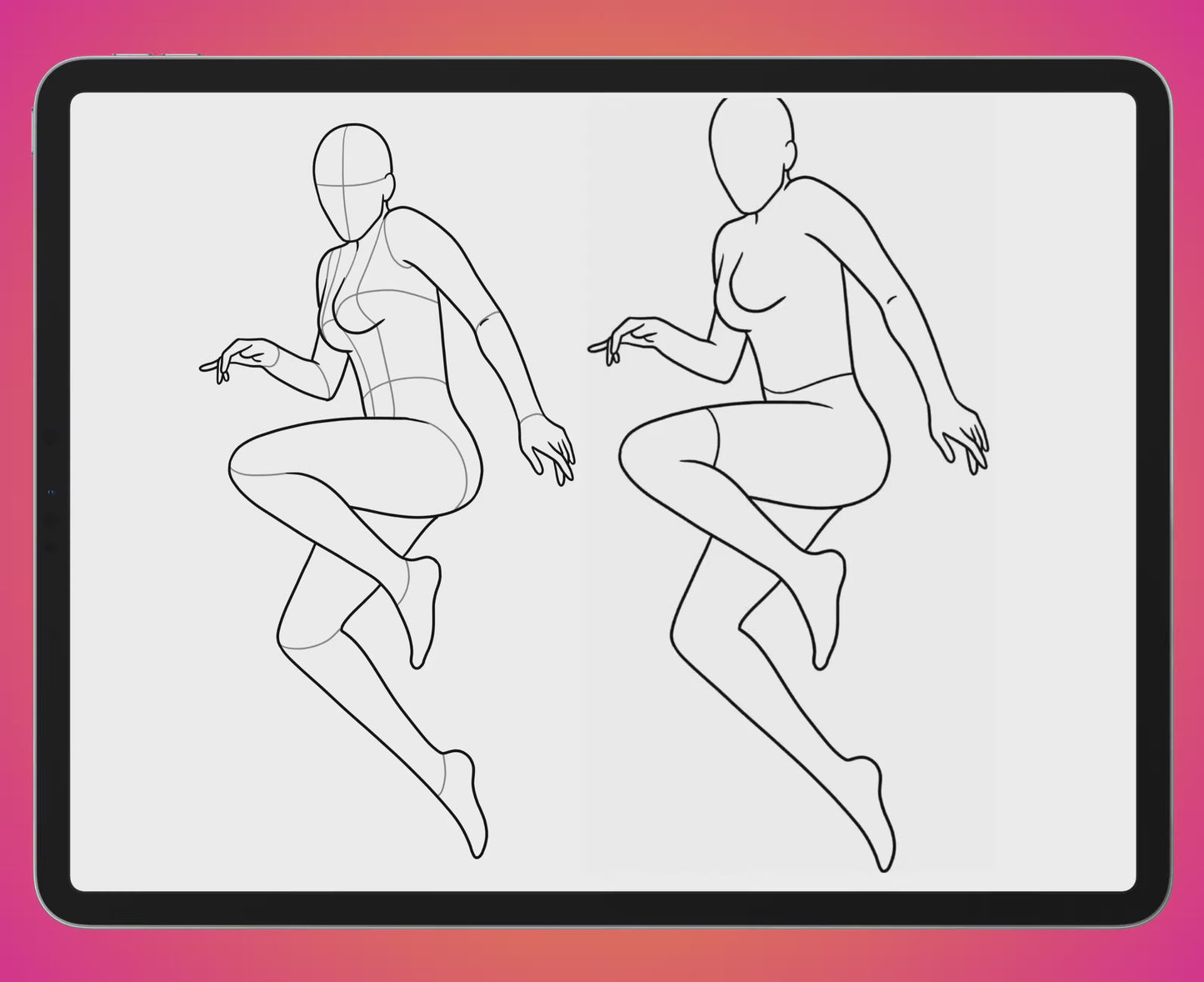 Video preview of FUPstudio Female Dynamic Poses showing Procreate brush stamps in motion
