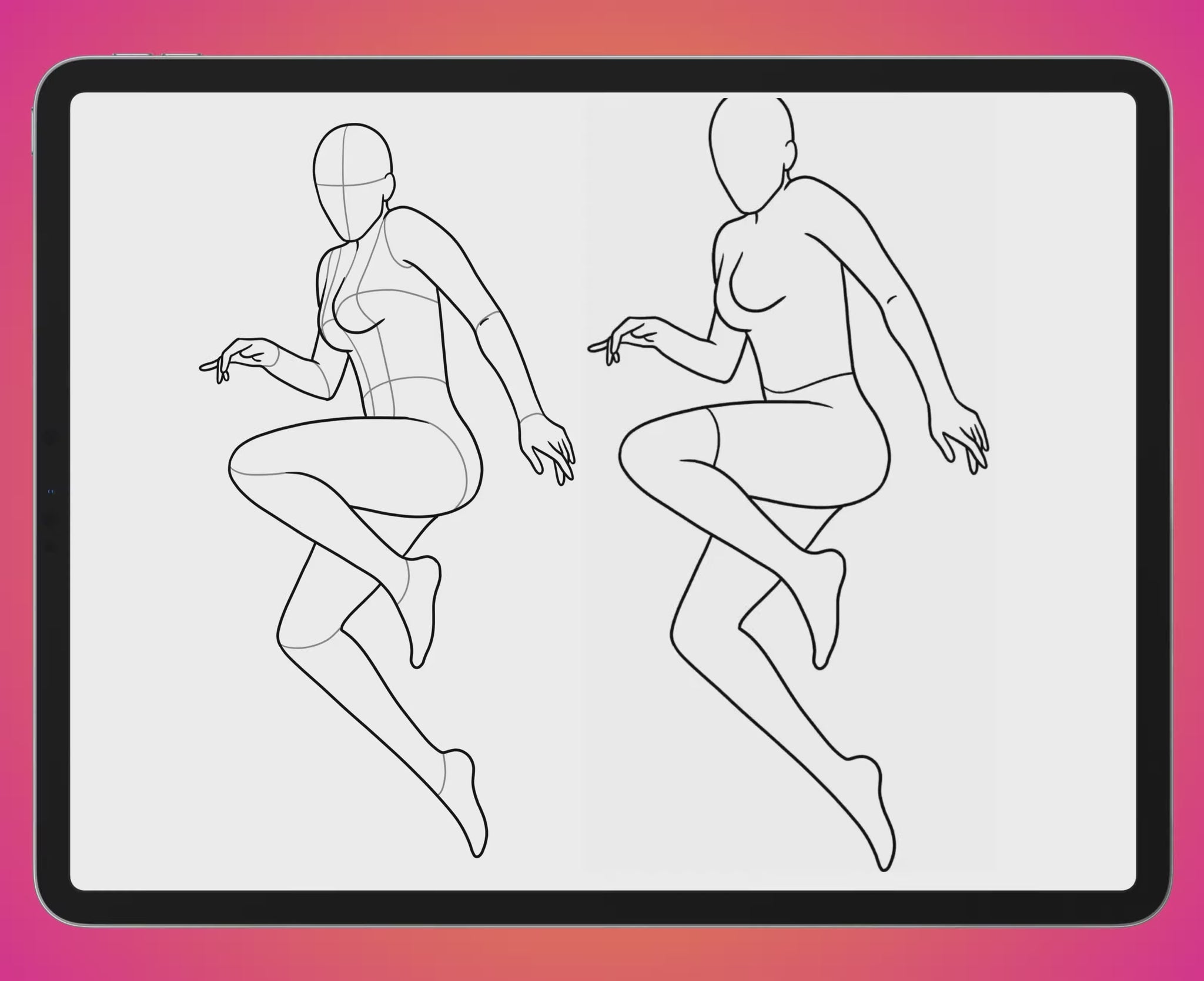 Video preview of FUPstudio Female Dynamic Poses showing Procreate brush stamps in motion