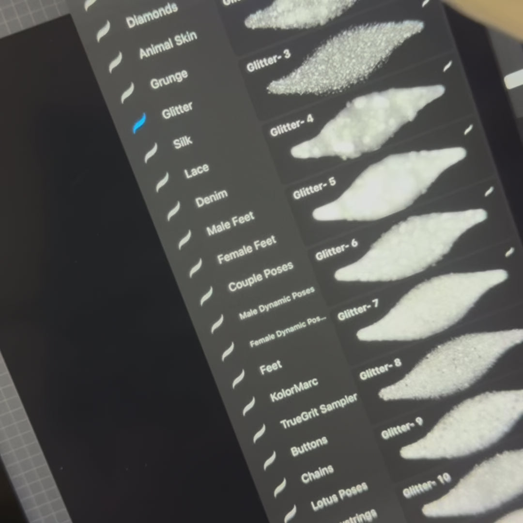 fupstudio demo video showcasing the Glitter Texture Brushes in action inside the Procreate app