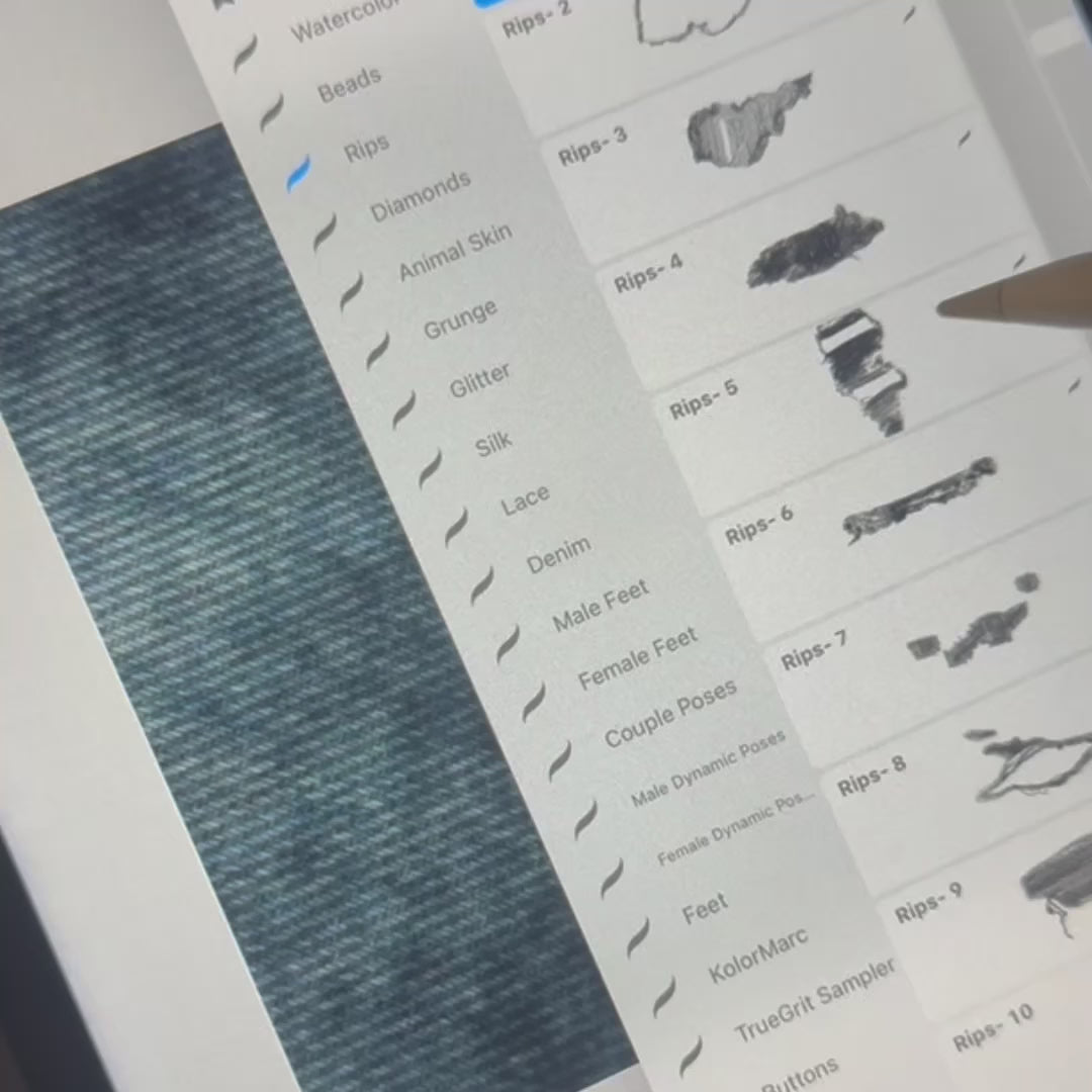 Discover FUPstudio’s Procreate Rips Brushes in action – torn textures and realistic rip effects for fashion design